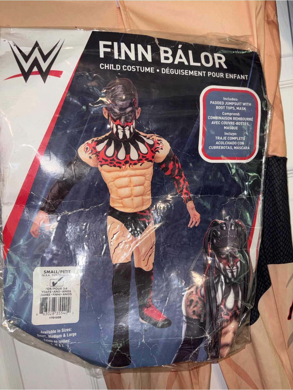 WWE Finn Balor Child Costume Padded Jumpsuit Boot Tops & Mask 4-6